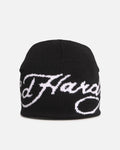 Ed Hardy Script Skull Knit Beanie Black