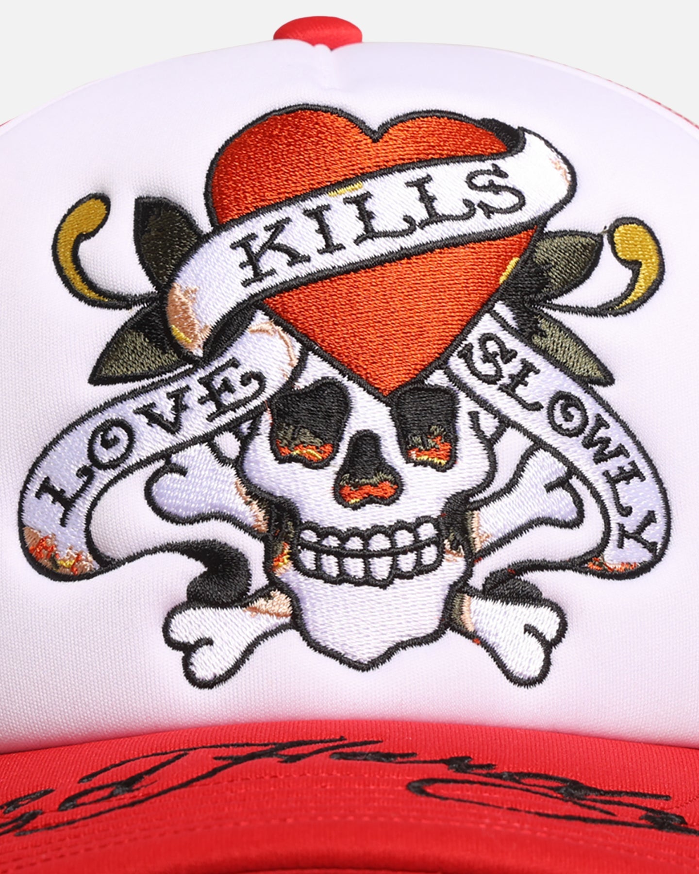 Ed Hardy Love Kills Trucker Snapback Red