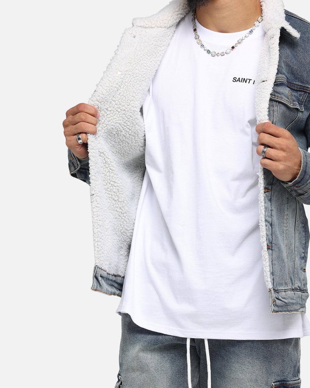 Saint Morta Sherpa Denim Jacket Dirty Denim
