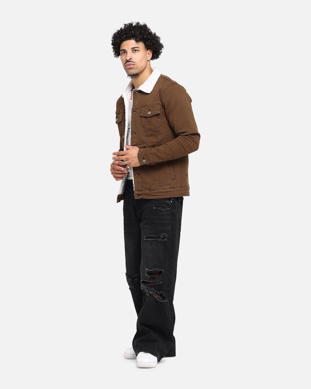 Saint Morta Sherpa Denim Jacket Vintage Brown