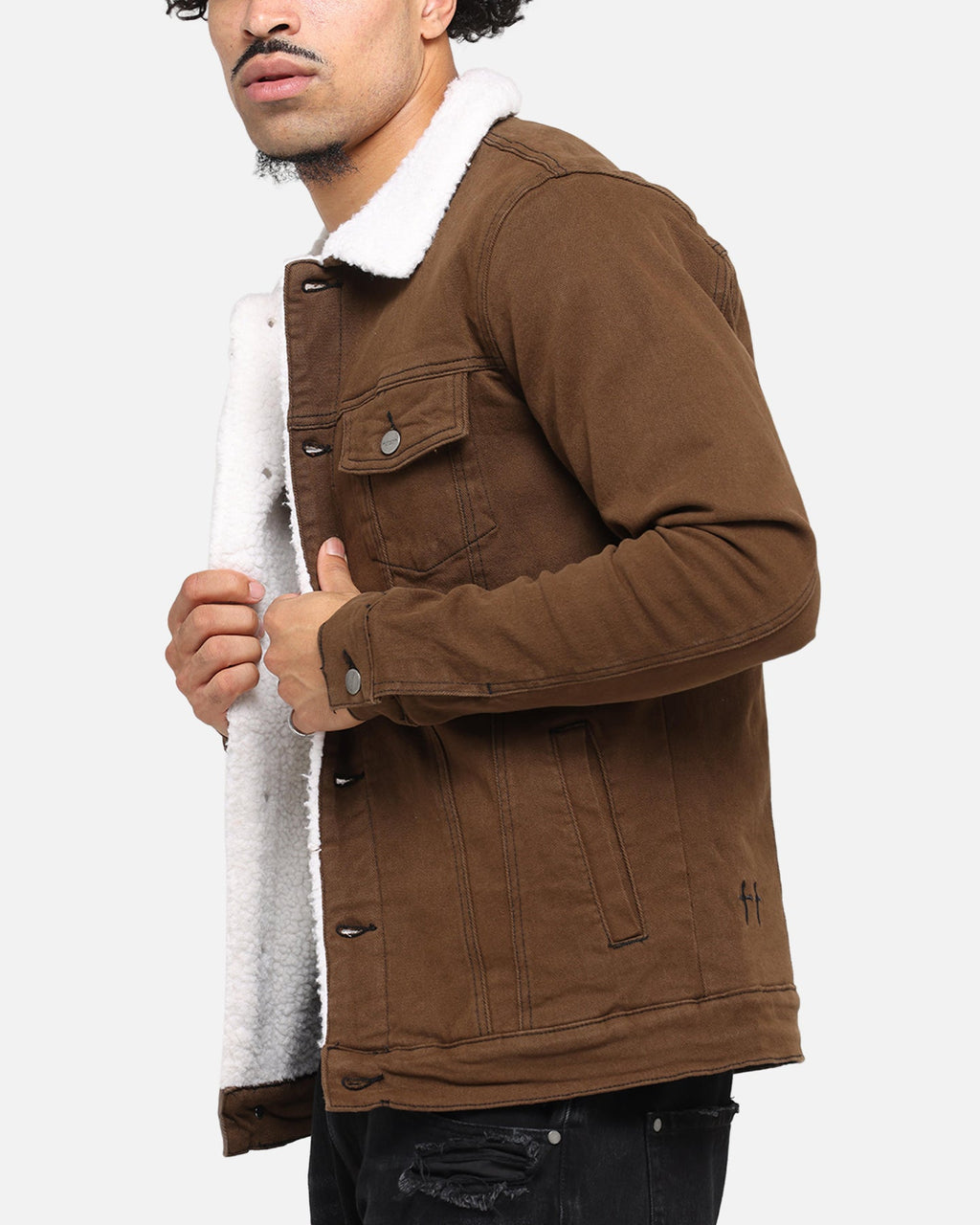 Saint Morta Sherpa Denim Jacket Vintage Brown