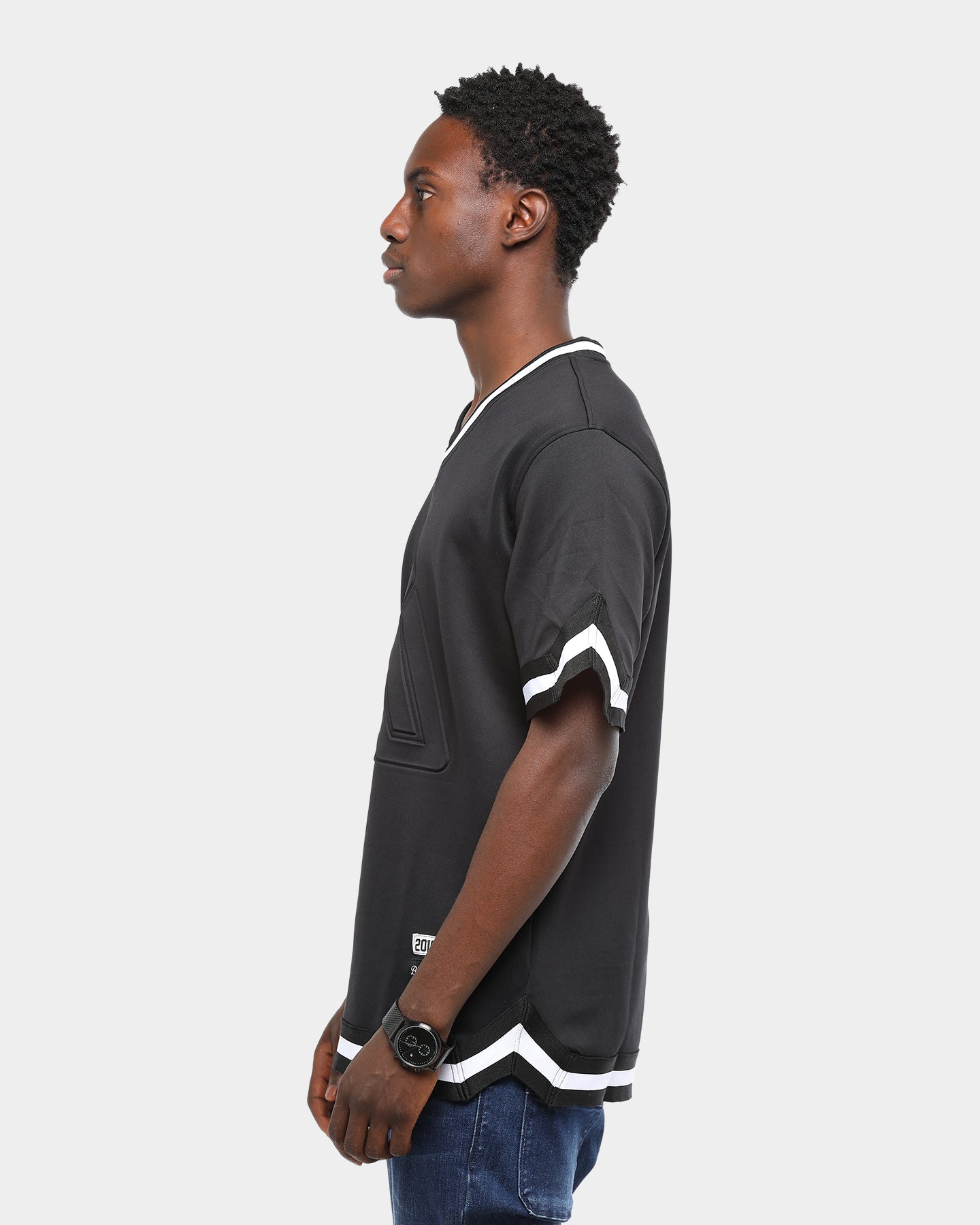 Black Pyramid Maze Logo Embossed Jersey Black