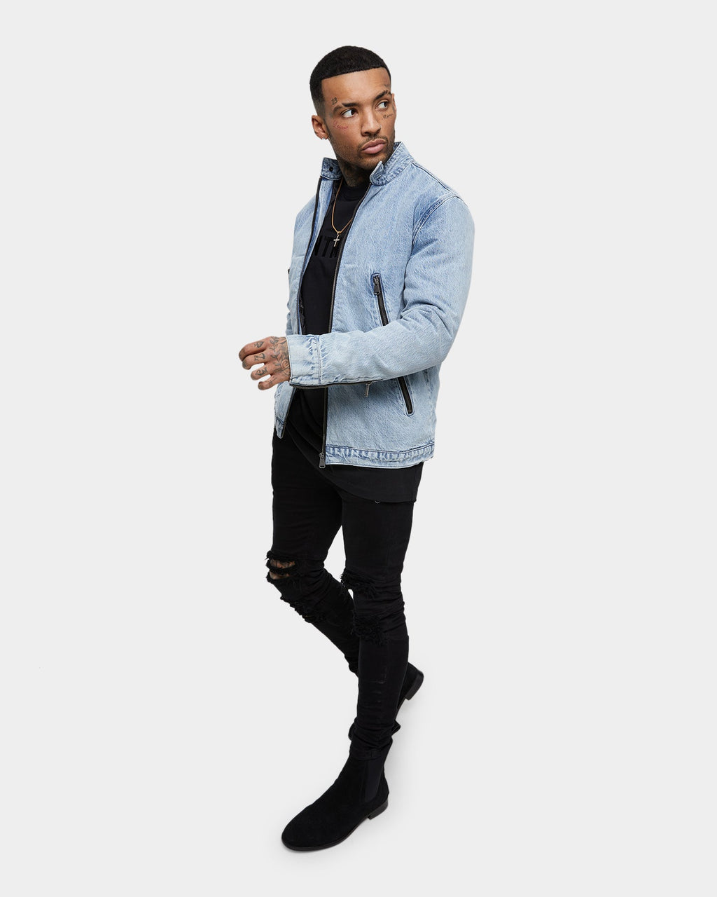 Saint Morta Cremallera Denim Jacket Bleach Blue