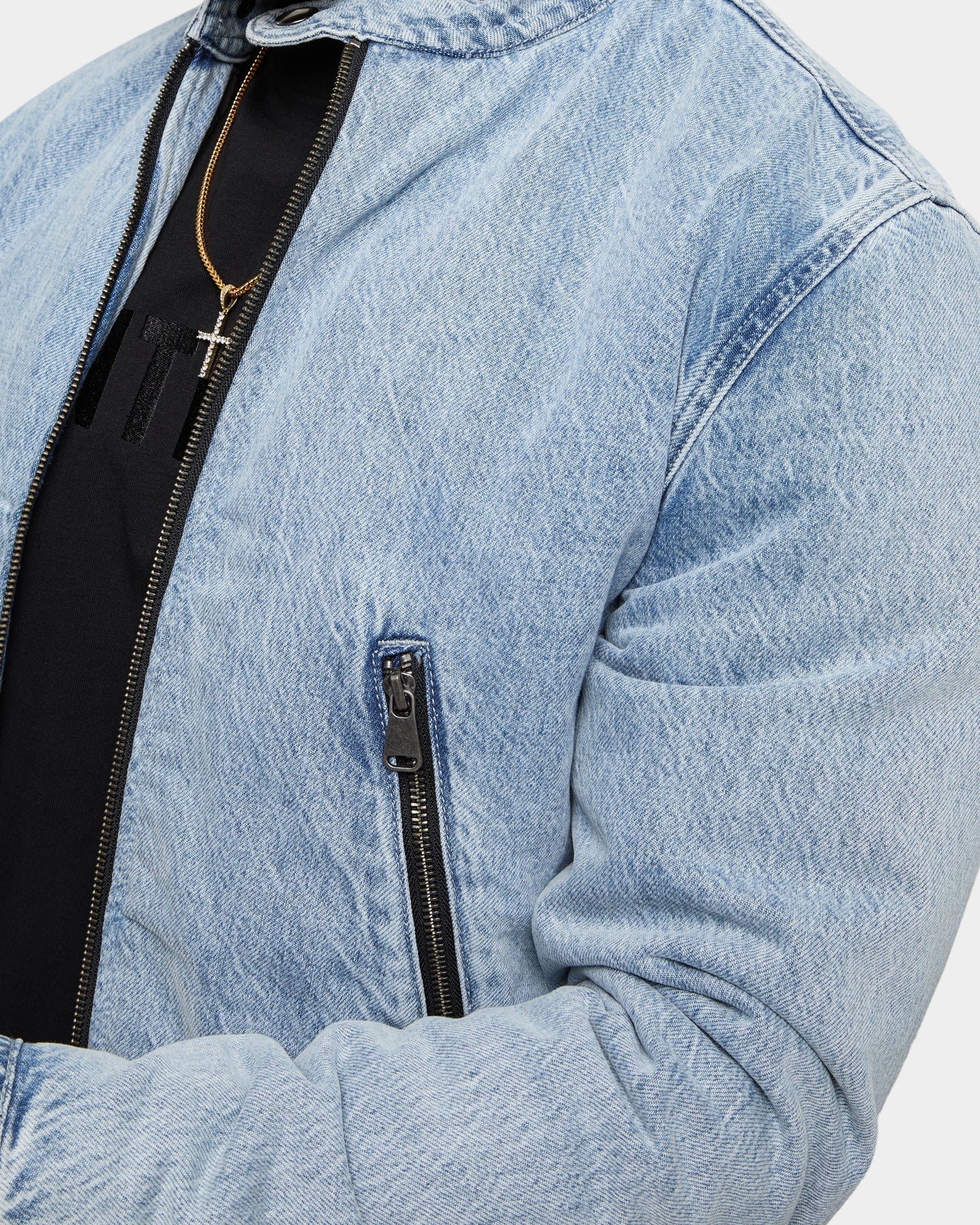 Saint Morta Cremallera Denim Jacket Bleach Blue