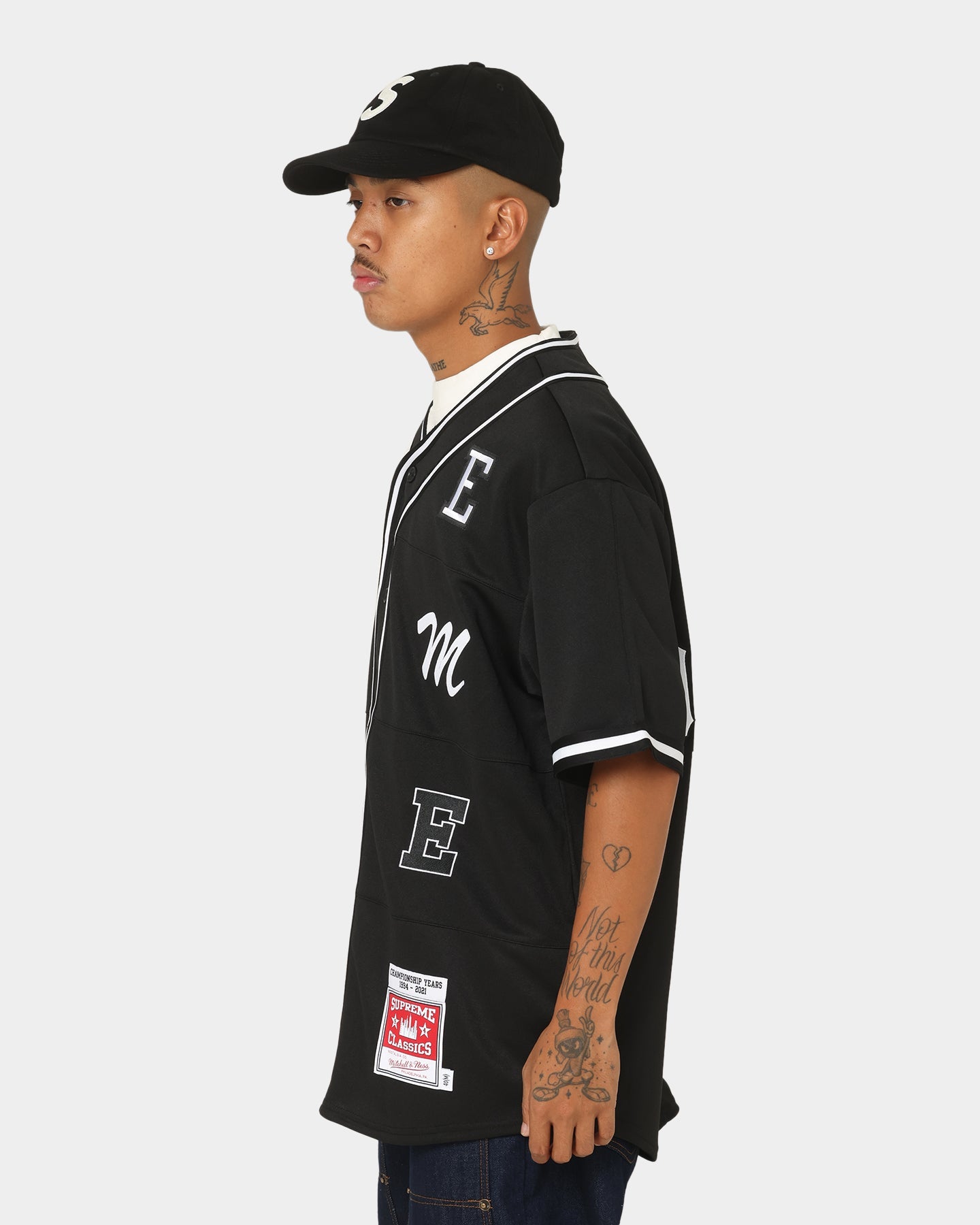 Supreme X Mitchell & Ness Patch Baseball Jersey Black