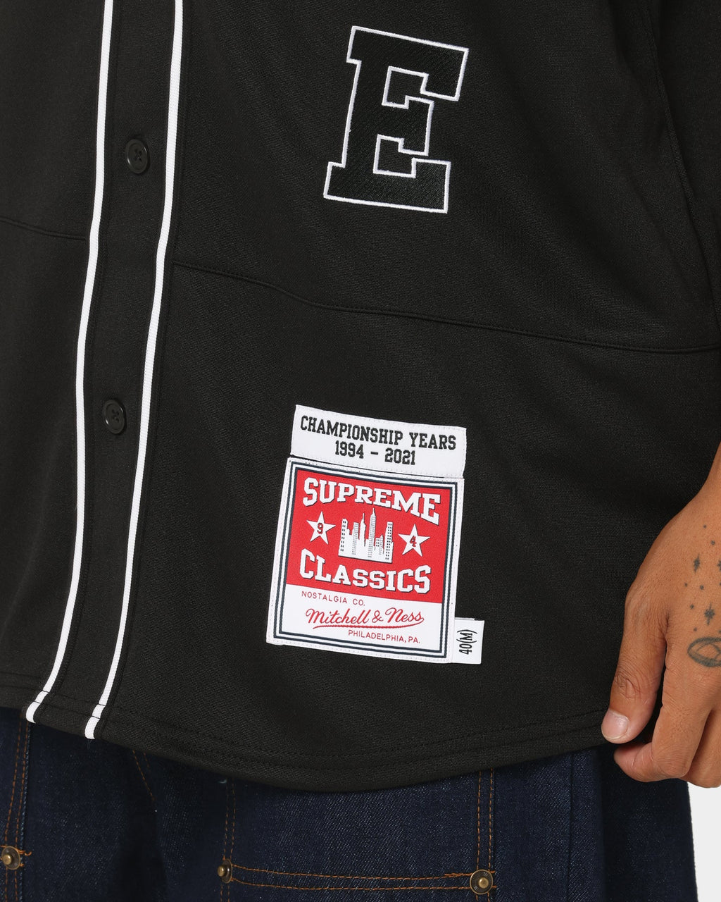 Supreme X Mitchell & Ness Patch Baseball Jersey Black