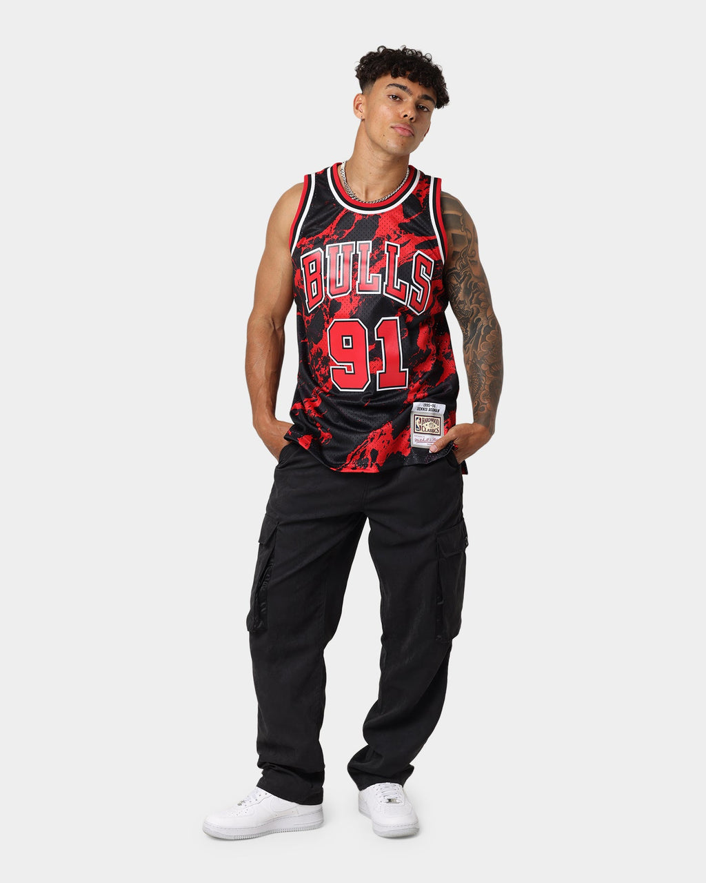 Mitchell & Ness Chicago Bulls Dennis Rodman #91 '95-'96 Marble Swingman Jersey Red