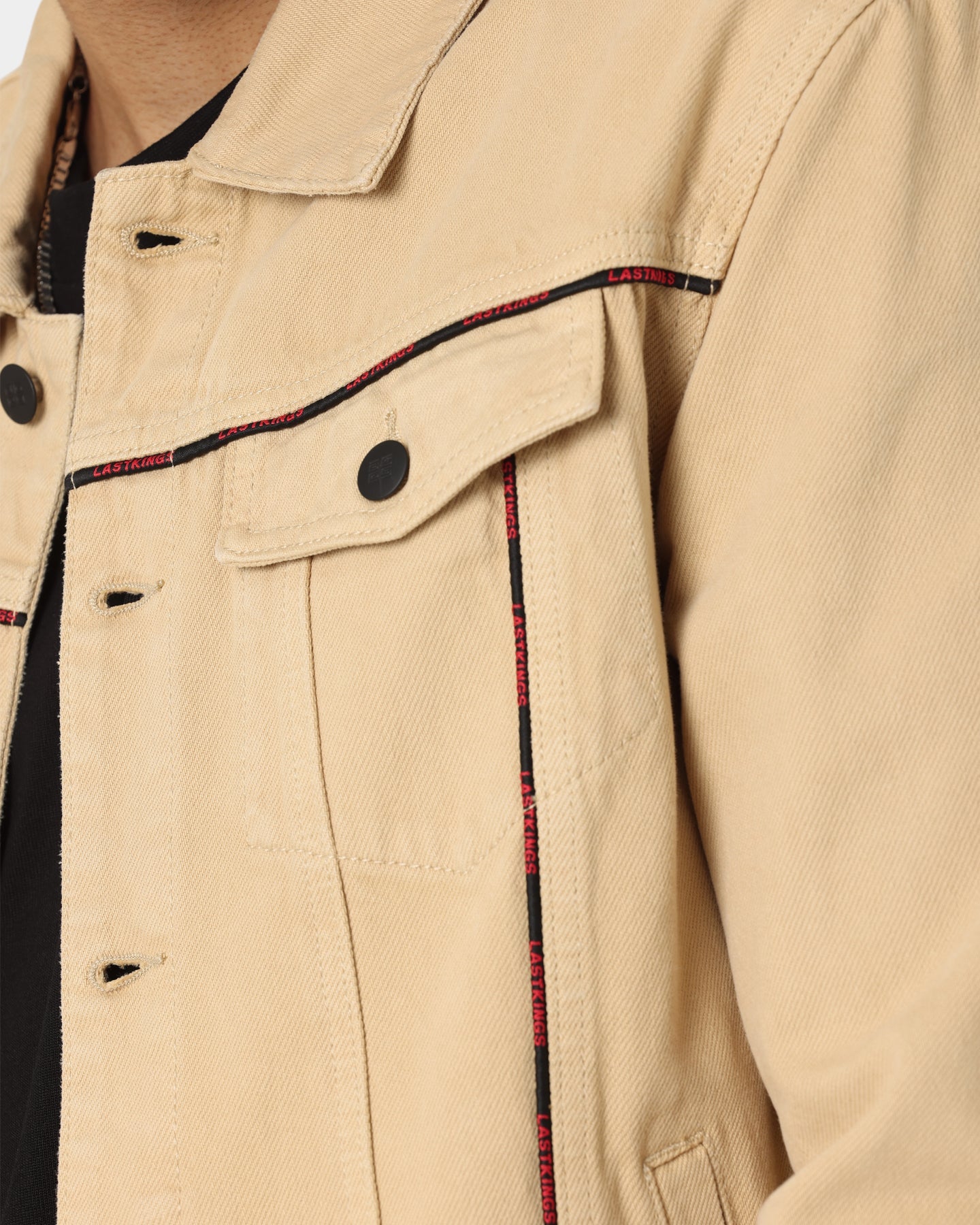 Last Kings Piping Denim Jacket Denim/Khaki