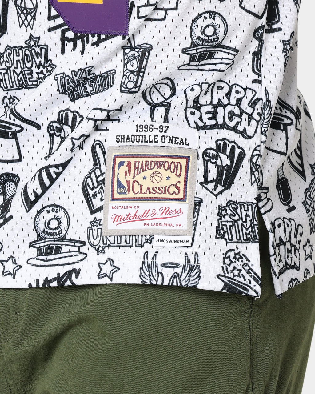 Mitchell & Ness 1996 Los Angeles Lakers Shaquille O'Neal #34 Doodle Swingman Jersey White