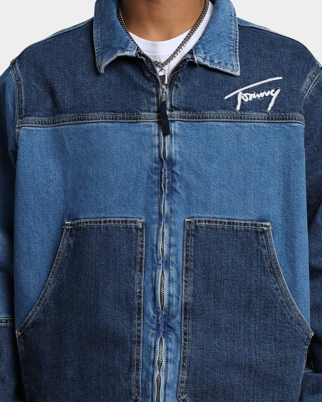 Tommy Jeans Panel Zip Denim Jacket Denim Light