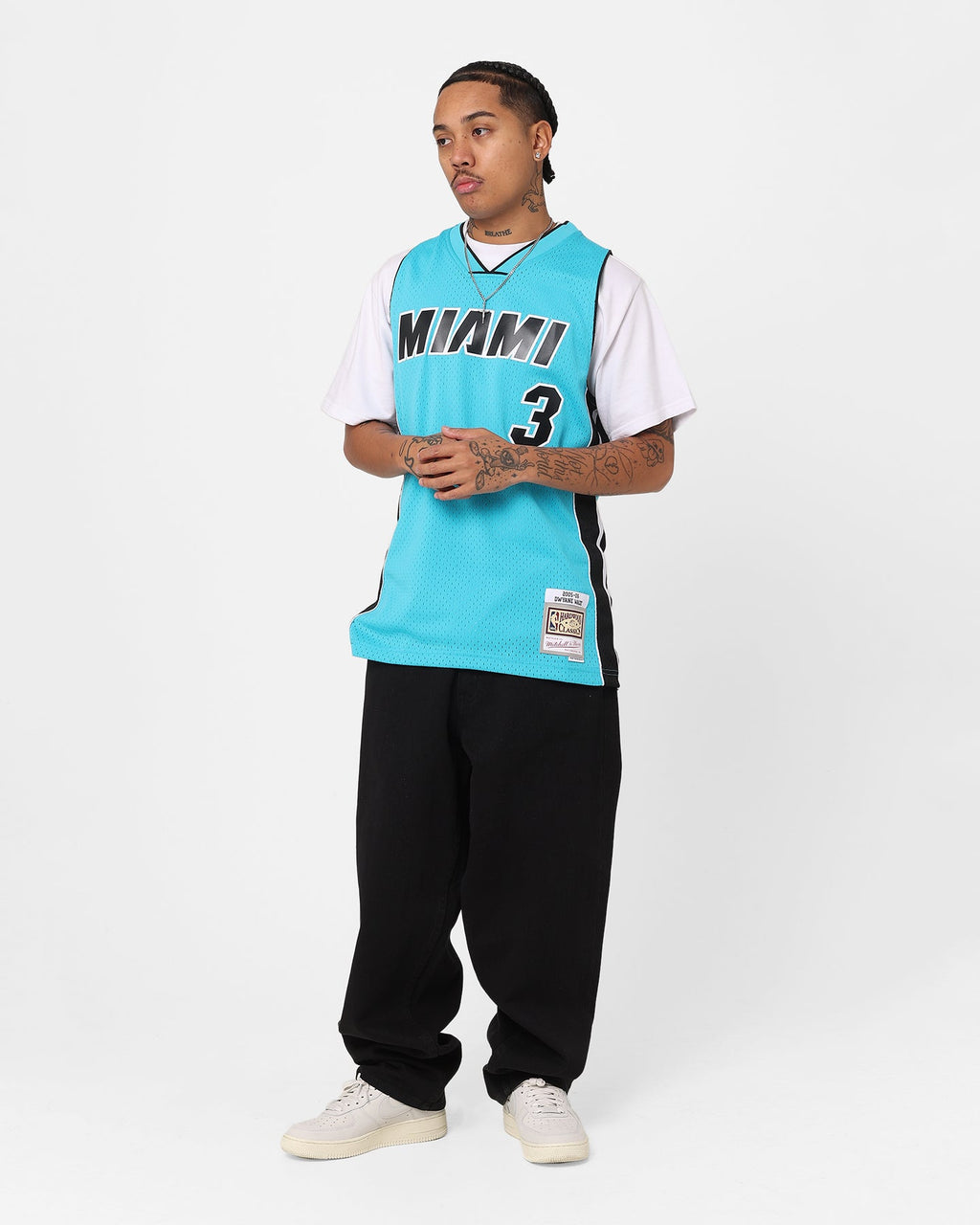 Mitchell & Ness Dwyane Wade Miami Heat Neon Tropical Swing Jersey Neon Blue