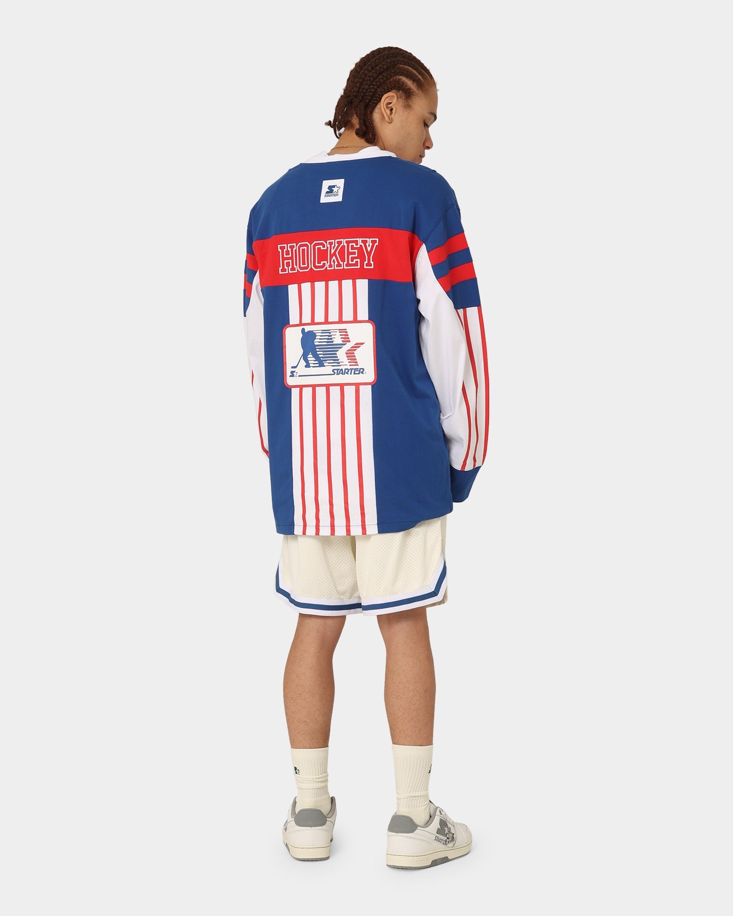 Starter Stripes Hockey Long Sleeve T-Shirt Blue/White/Red