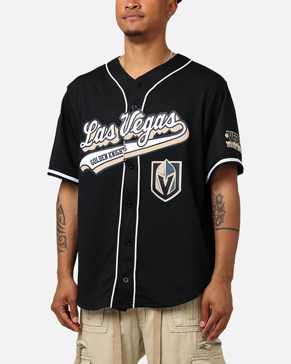 Pro Standard Las Vegas Golden Knights Mesh Button Up Jersey Black
