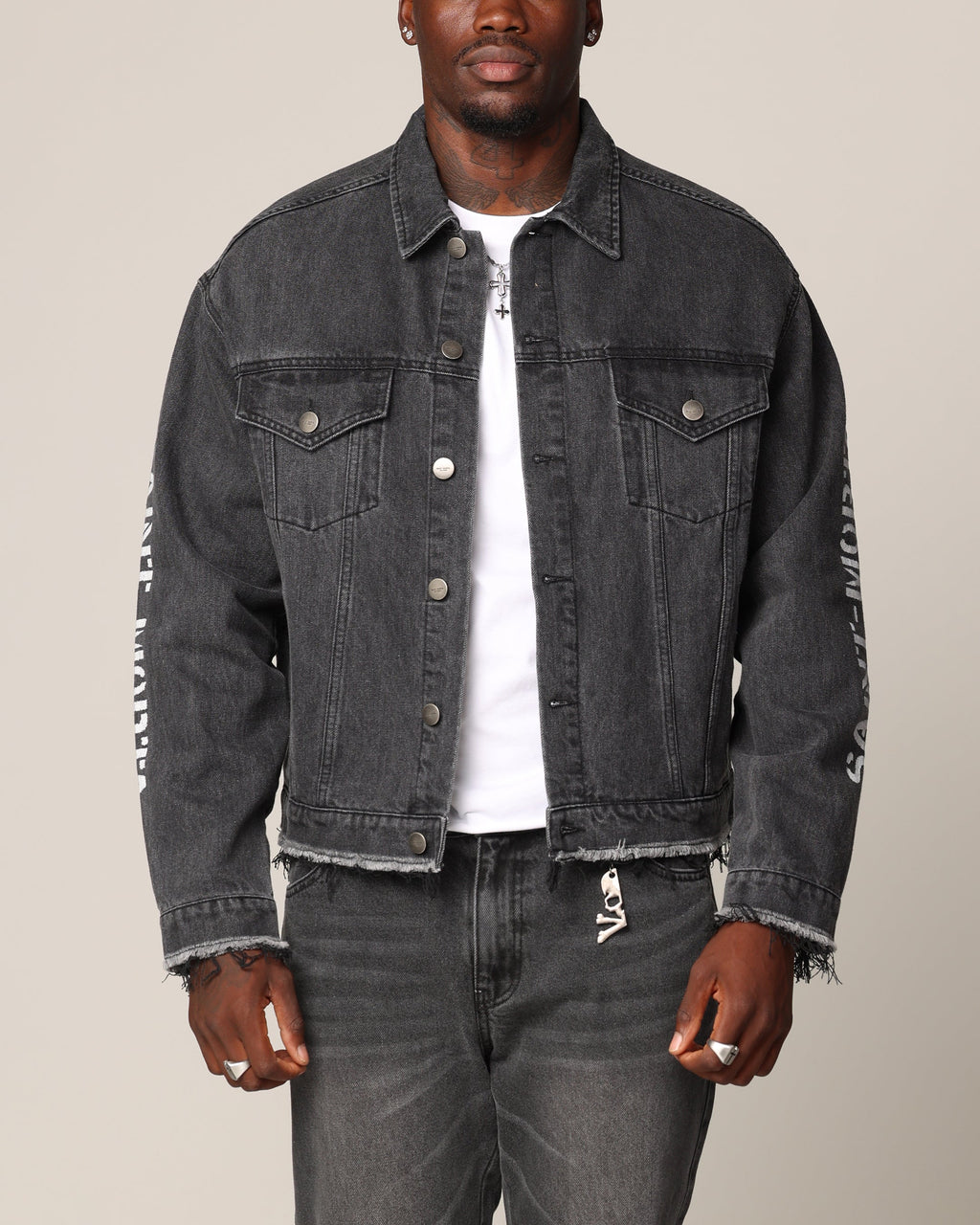 Saint Morta Youth Noize Denim Jacket Black Shadow
