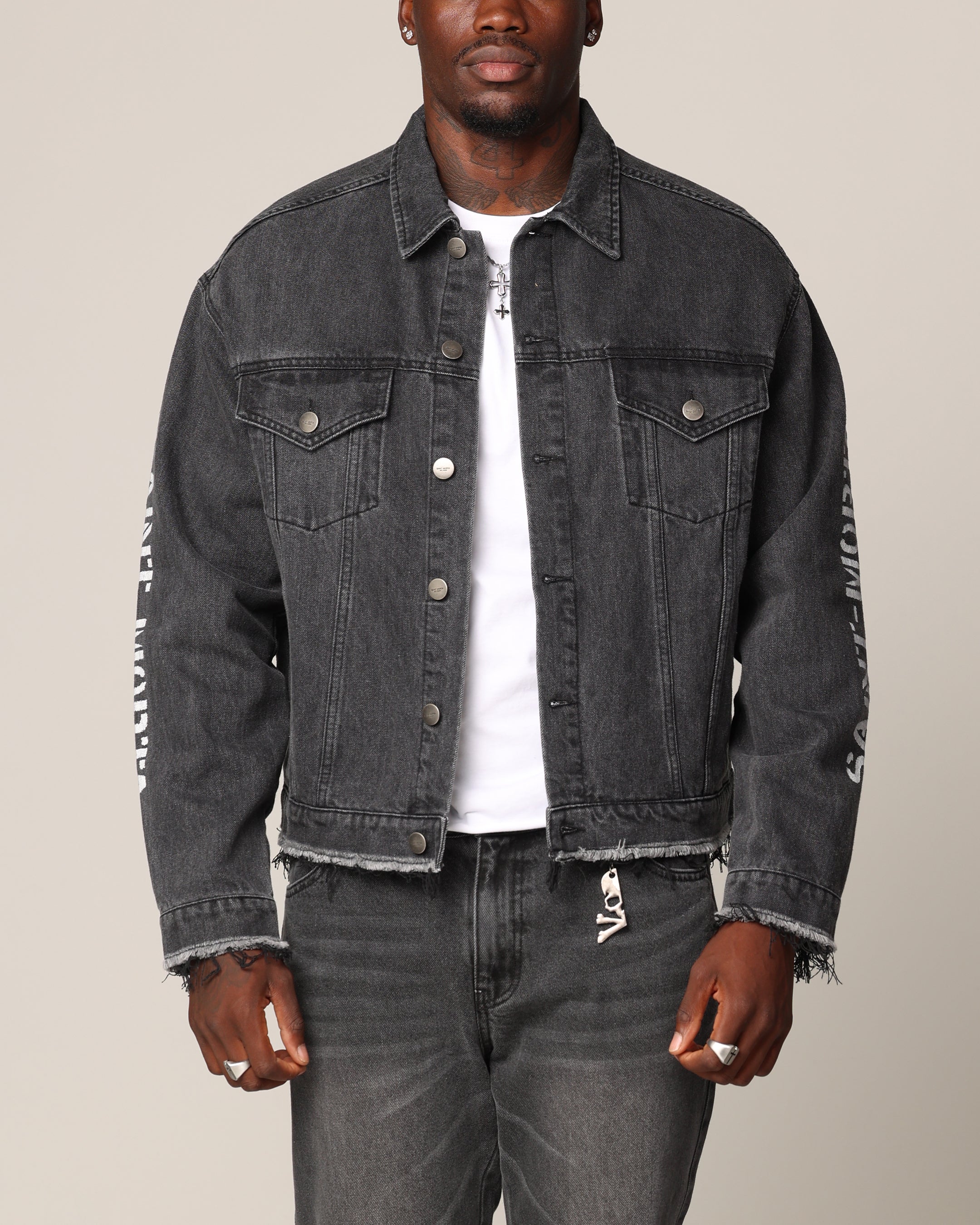 Saint Morta Youth Noize Denim Jacket Black Shadow