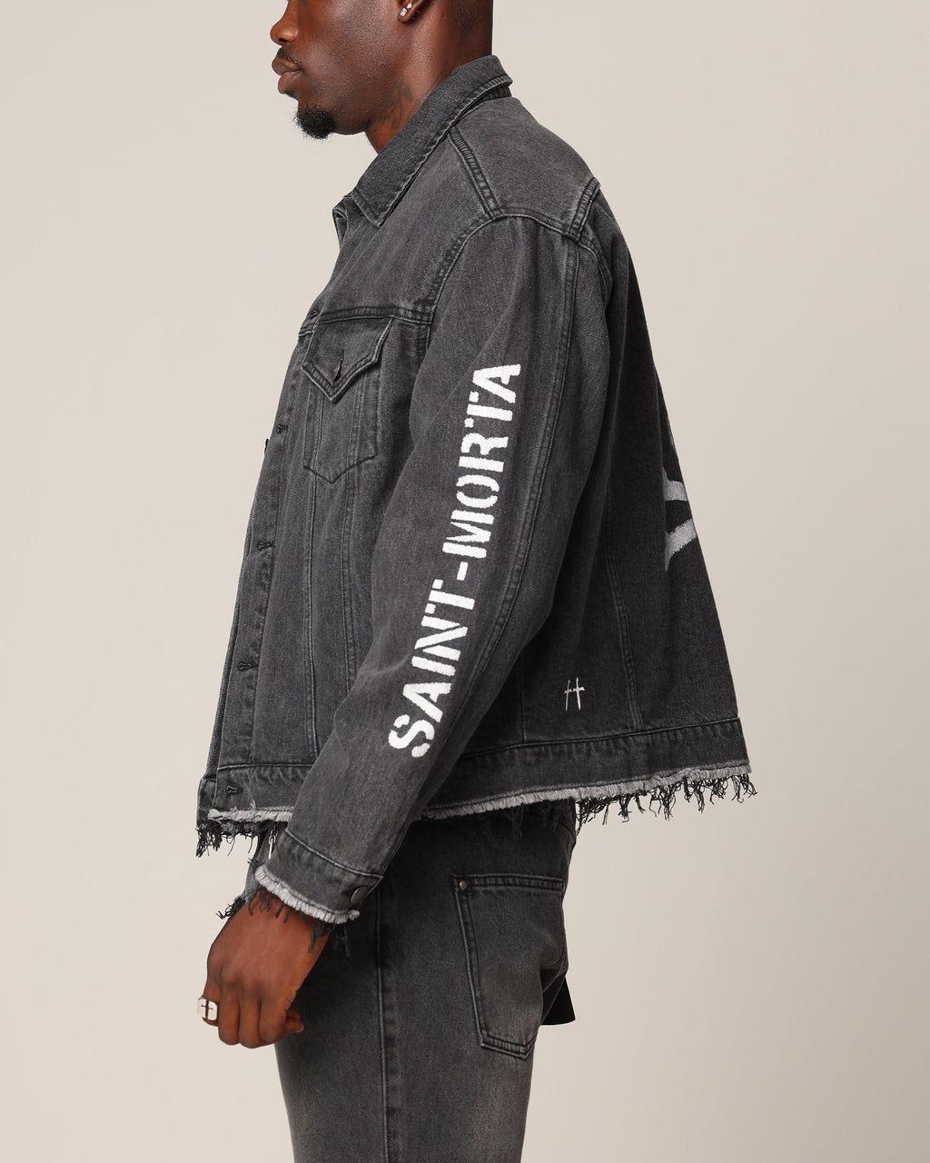 Saint Morta Youth Noize Denim Jacket Black Shadow