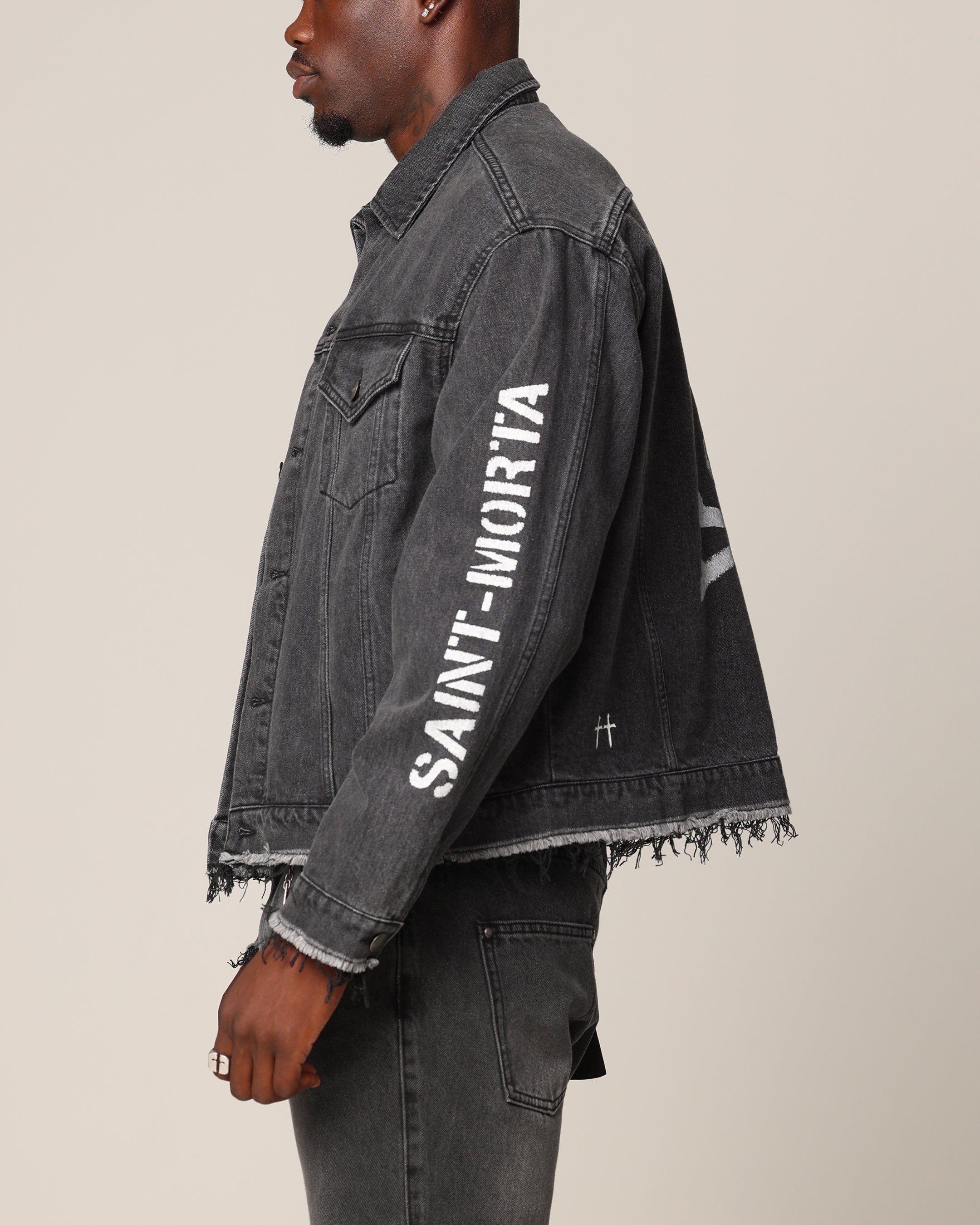 Saint Morta Youth Noize Denim Jacket Black Shadow