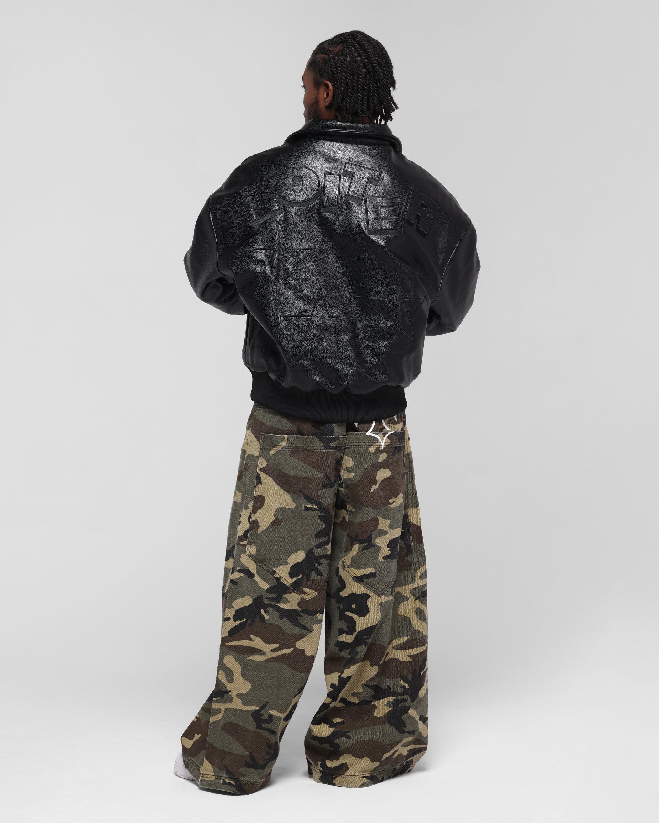 Loiter Solar Vegan Leather Varsity Jacket Black