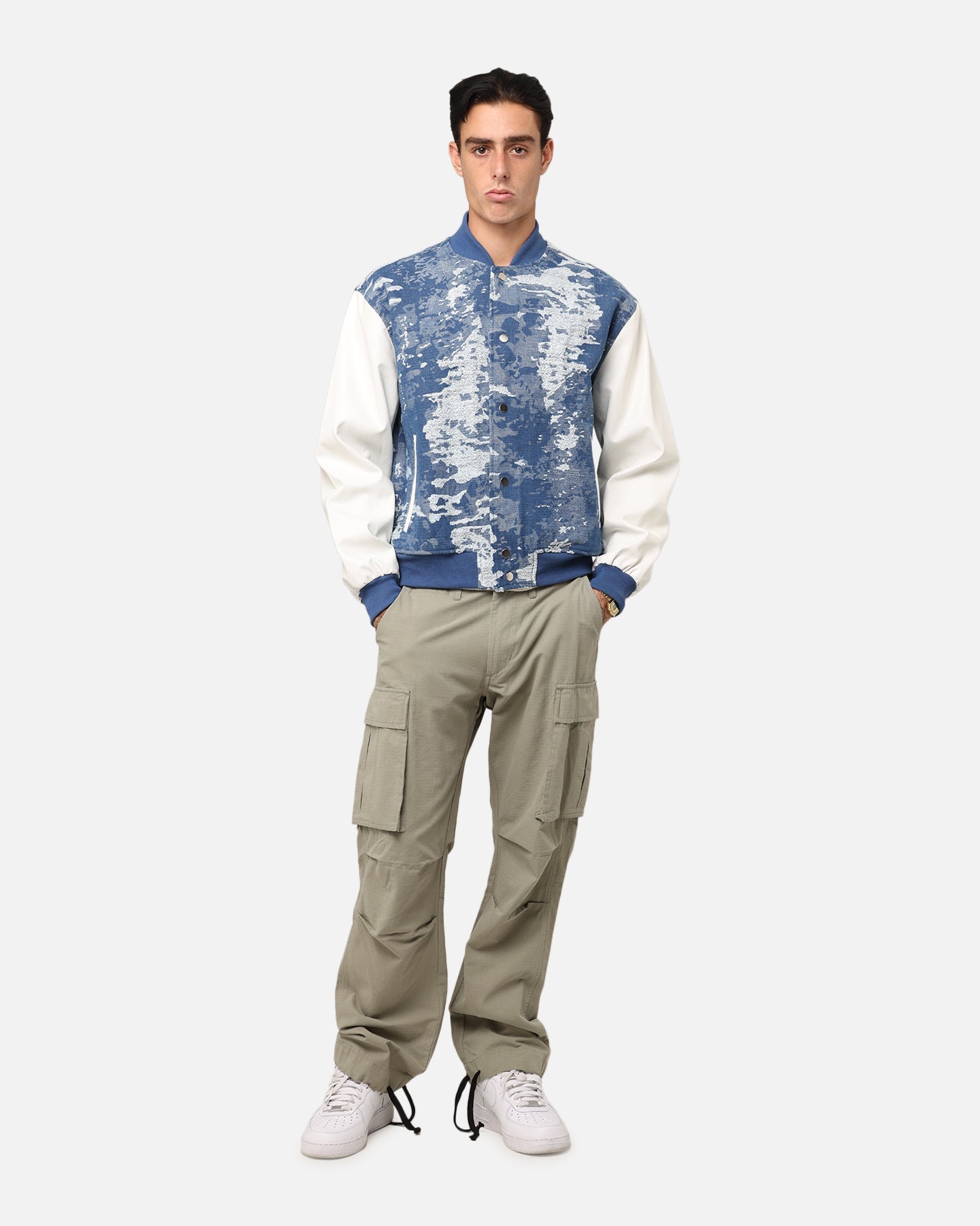 XXIII Textured Varsity Jacket Blue/White