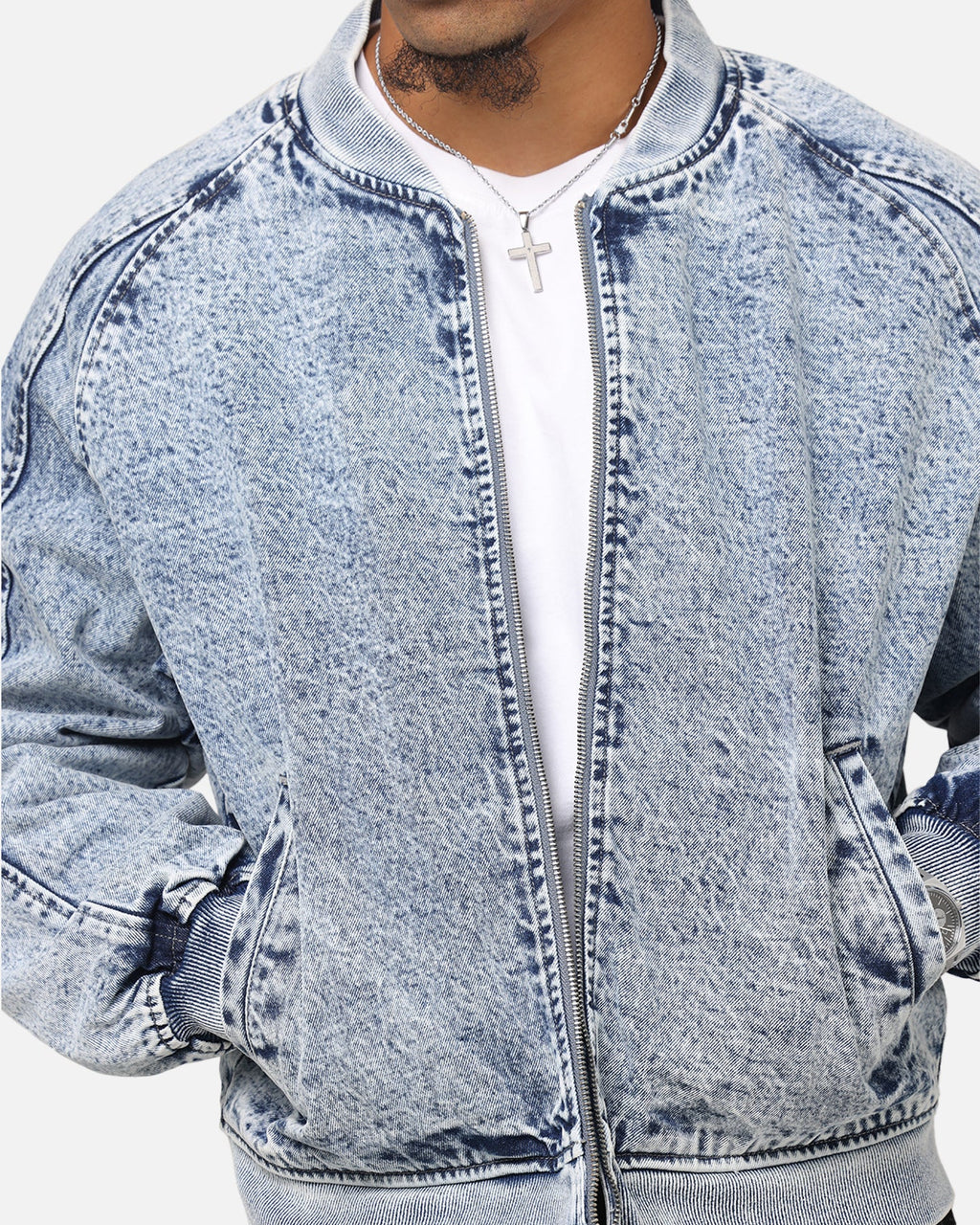Saint Morta Flight Denim Jacket Blue Stonewash