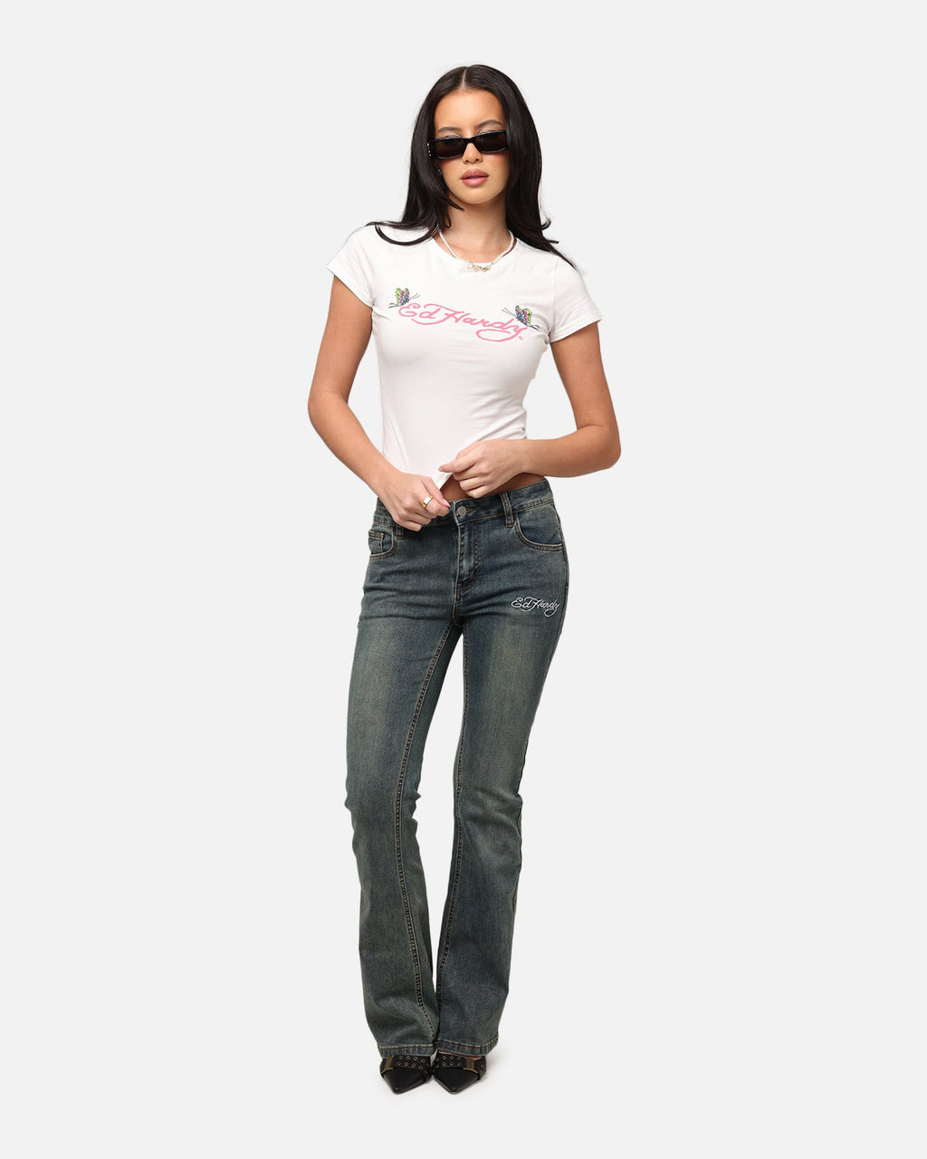 Ed Hardy Women's Butterfly Baby T-Shirt White