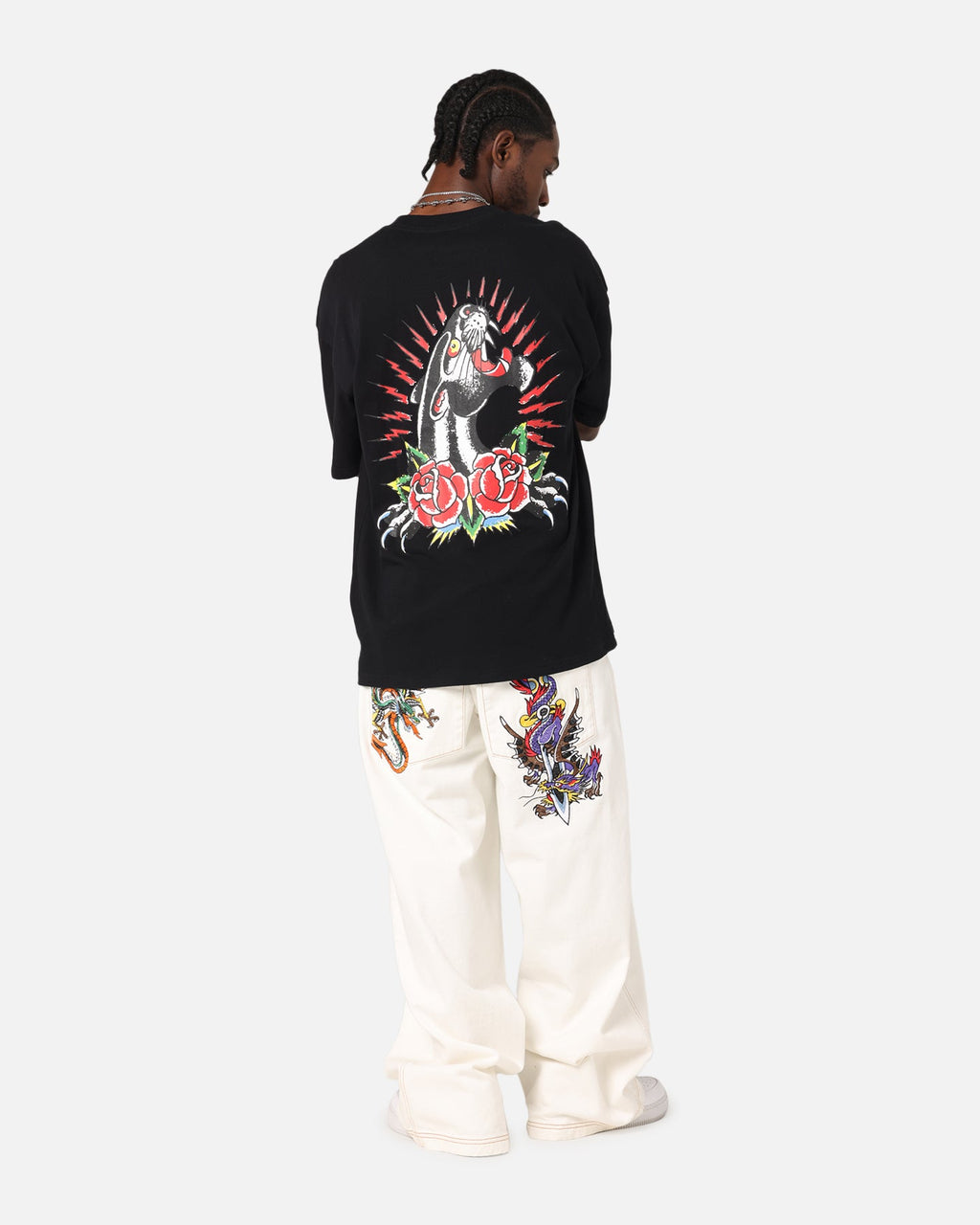 Ed Hardy Panther Ray T-Shirt Black