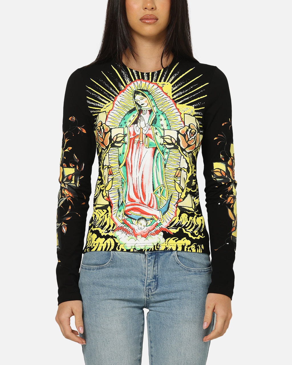 Ed Hardy Women's Divine Long Sleeve T-Shirt Black