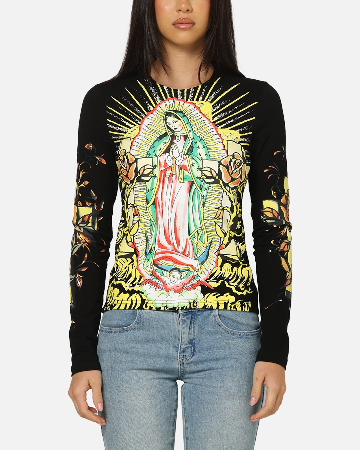 Ed Hardy Women's Divine Long Sleeve T-Shirt Black