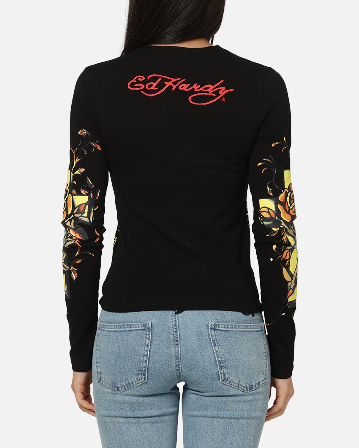 Ed Hardy Women's Divine Long Sleeve T-Shirt Black