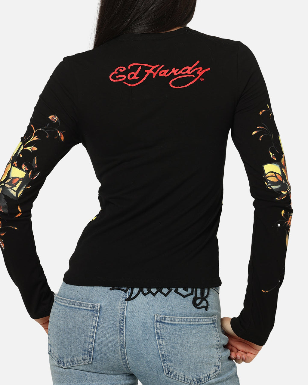 Ed Hardy Women's Divine Long Sleeve T-Shirt Black
