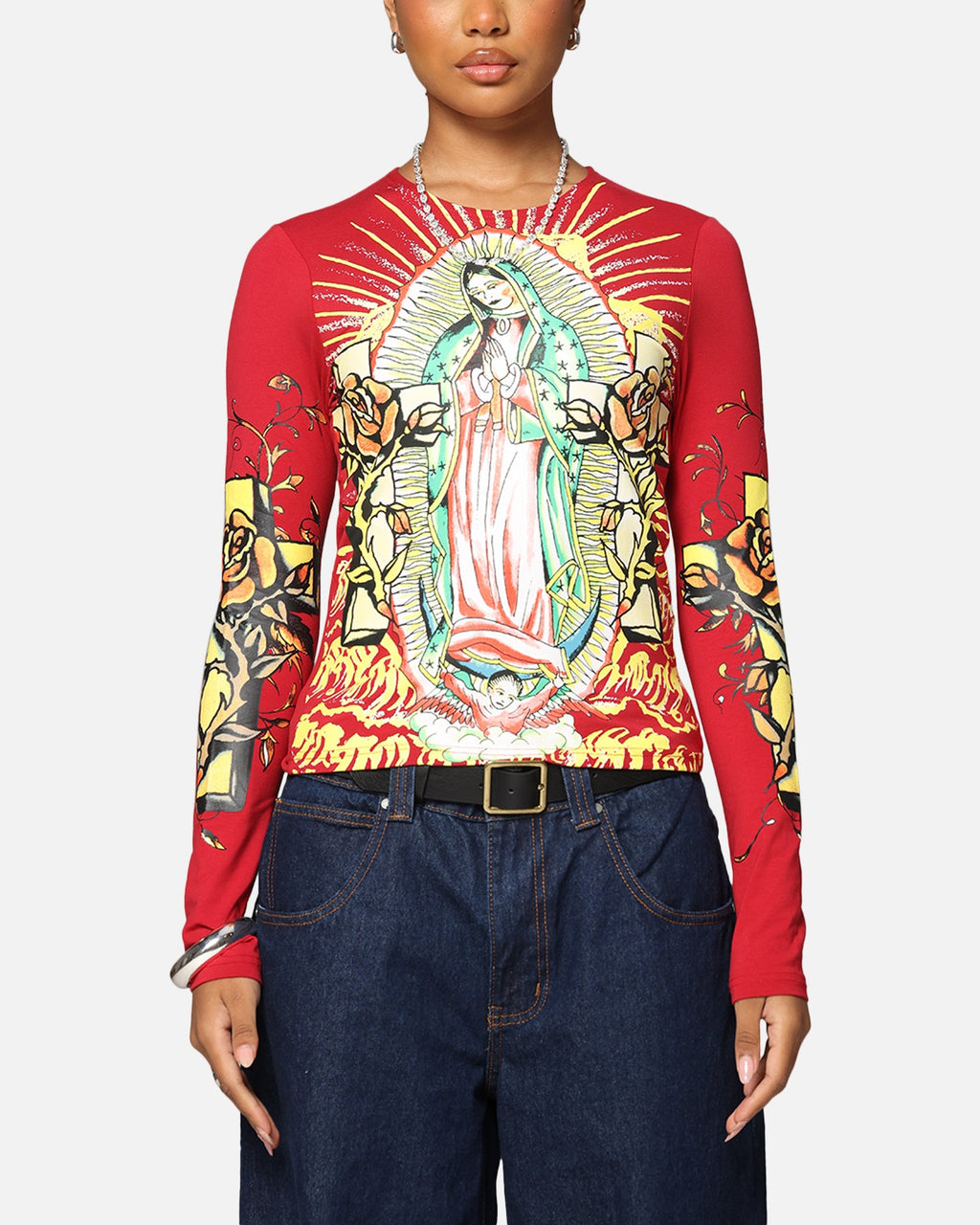 Ed Hardy Women's Divine Long Sleeve T-Shirt Red