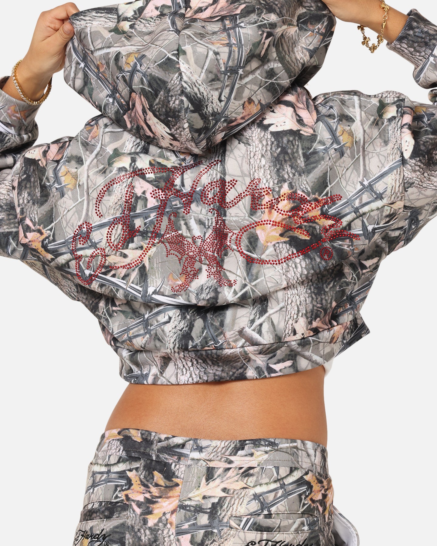 Ed Hardy Women's Butterfly Effect Hoodie Real Tree Camo