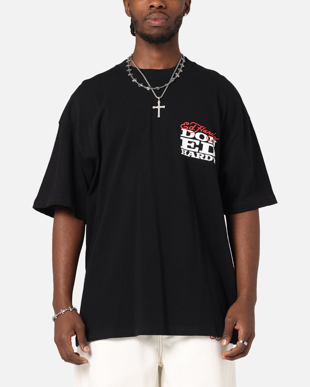 Ed Hardy Flaming Skull T-Shirt Black