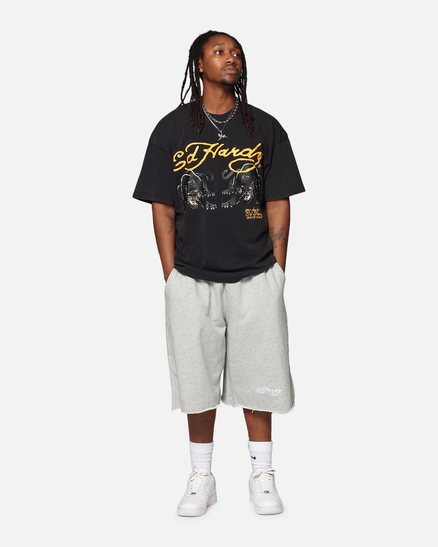 Ed Hardy Pypu Panther T-Shirt Black Acidwash