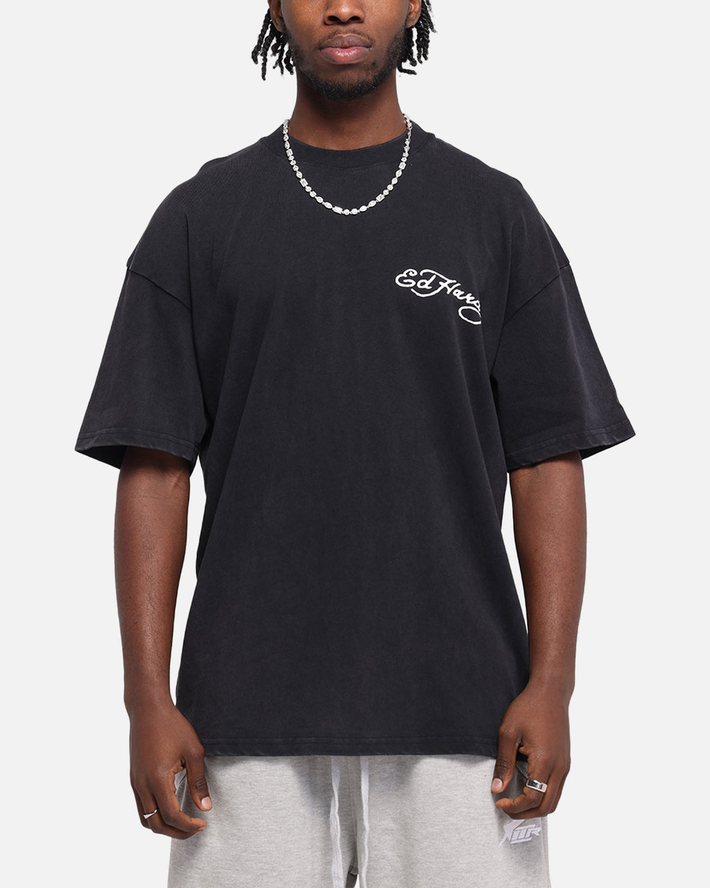 Ed Hardy Catcher T-Shirt Black Acidwash