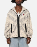 Tommy Jeans Relaxed Zip Paisley Fleece Jacket Newsprint
