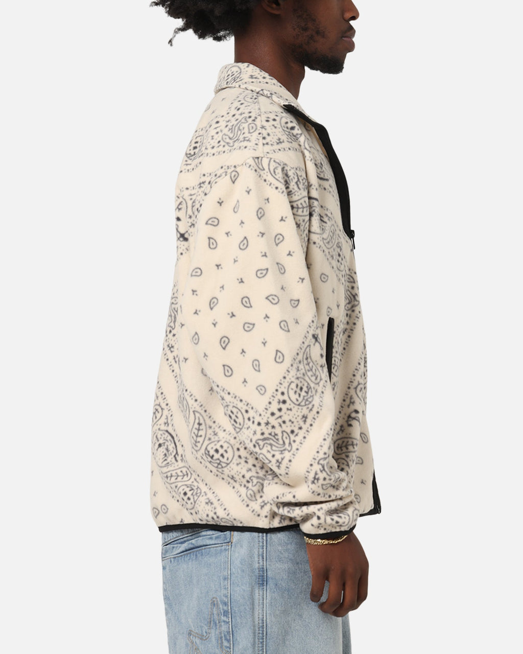 Tommy Jeans Relaxed Zip Paisley Fleece Jacket Newsprint