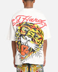 Ed Hardy Tiger Oversized Print T-Shirt Off White