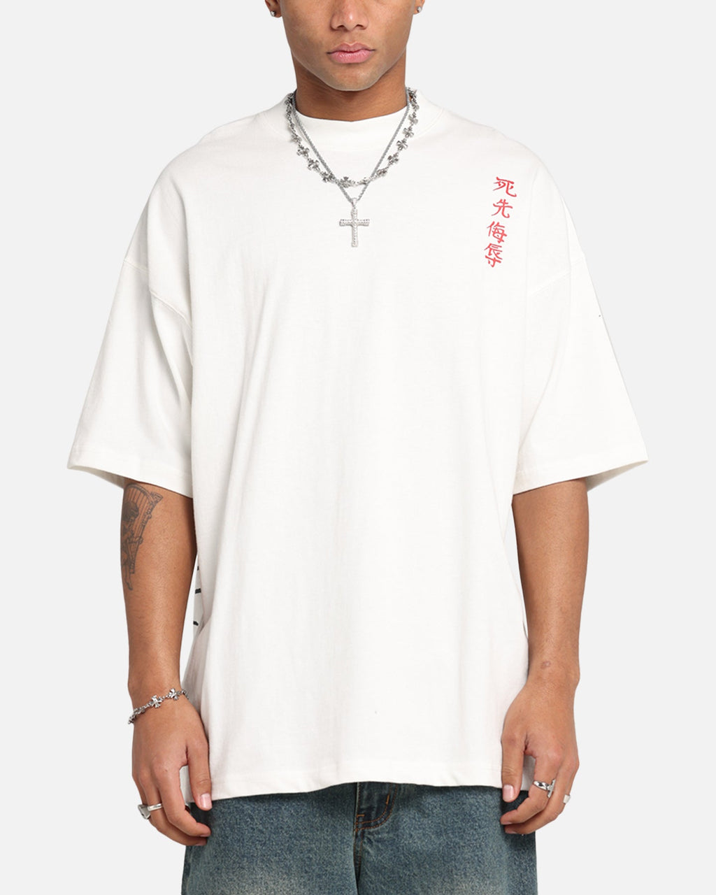 Ed Hardy Tiger Oversized Print T-Shirt Off White