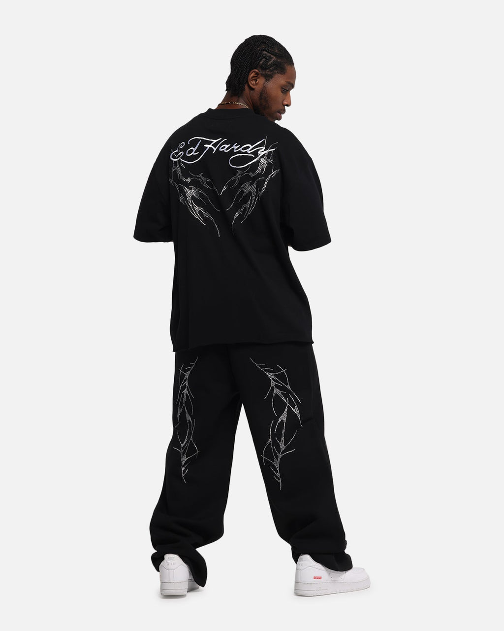 Ed Hardy Techno Rhinestone T-Shirt Black