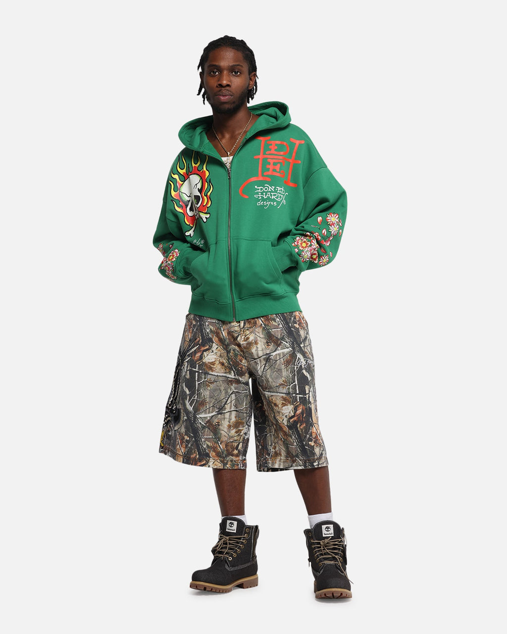 Ed Hardy Love Kills Slowly Zip Hoodie Green