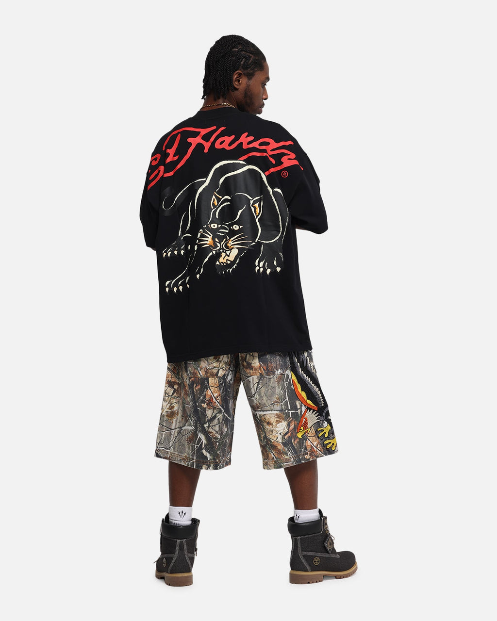 Ed Hardy Oversized Panther T-Shirt Black