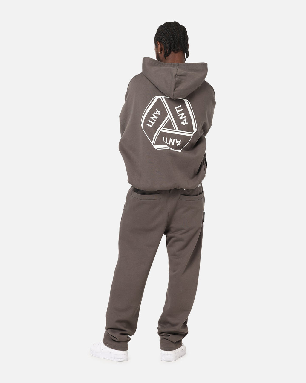 The Anti Order Reverse Logo Hoodie Charcoal Grey