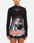 Ed Hardy Women's Panther Long Sleeve Dress Black