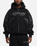 Ed Hardy Cyber Rhinestone Zip-Up Hoodie Black