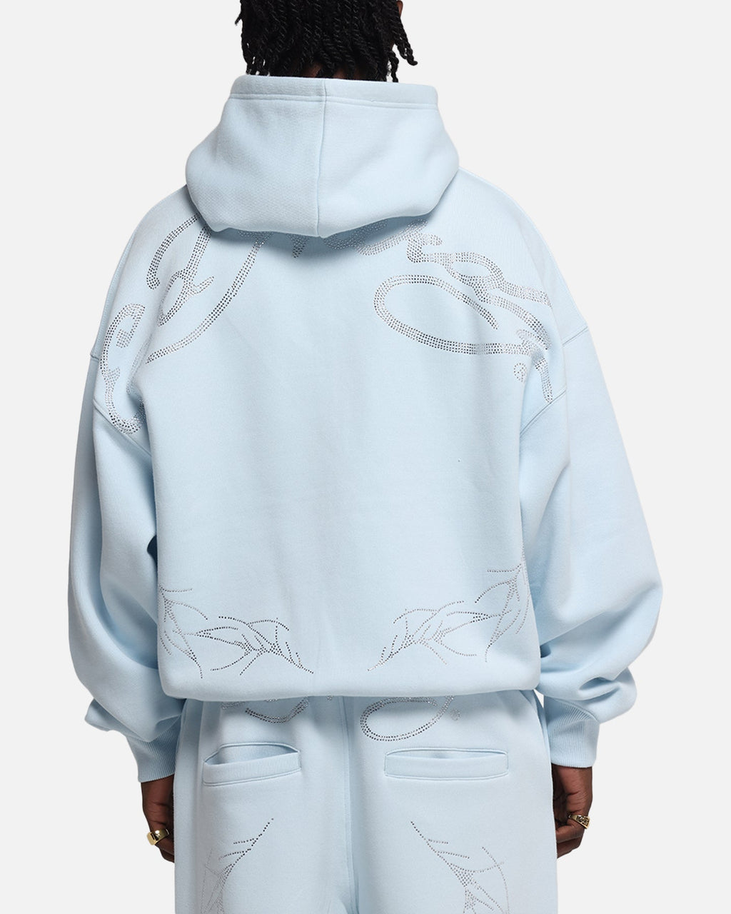 Ed Hardy Cyber Rhinestone Zip-Up Hoodie Light Blue