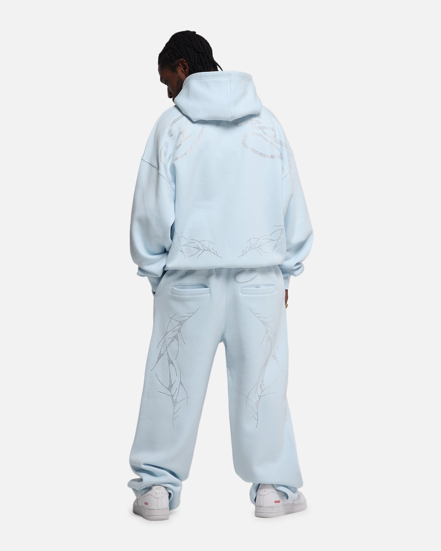 Ed Hardy Cyber Rhinestone Zip-Up Hoodie Light Blue