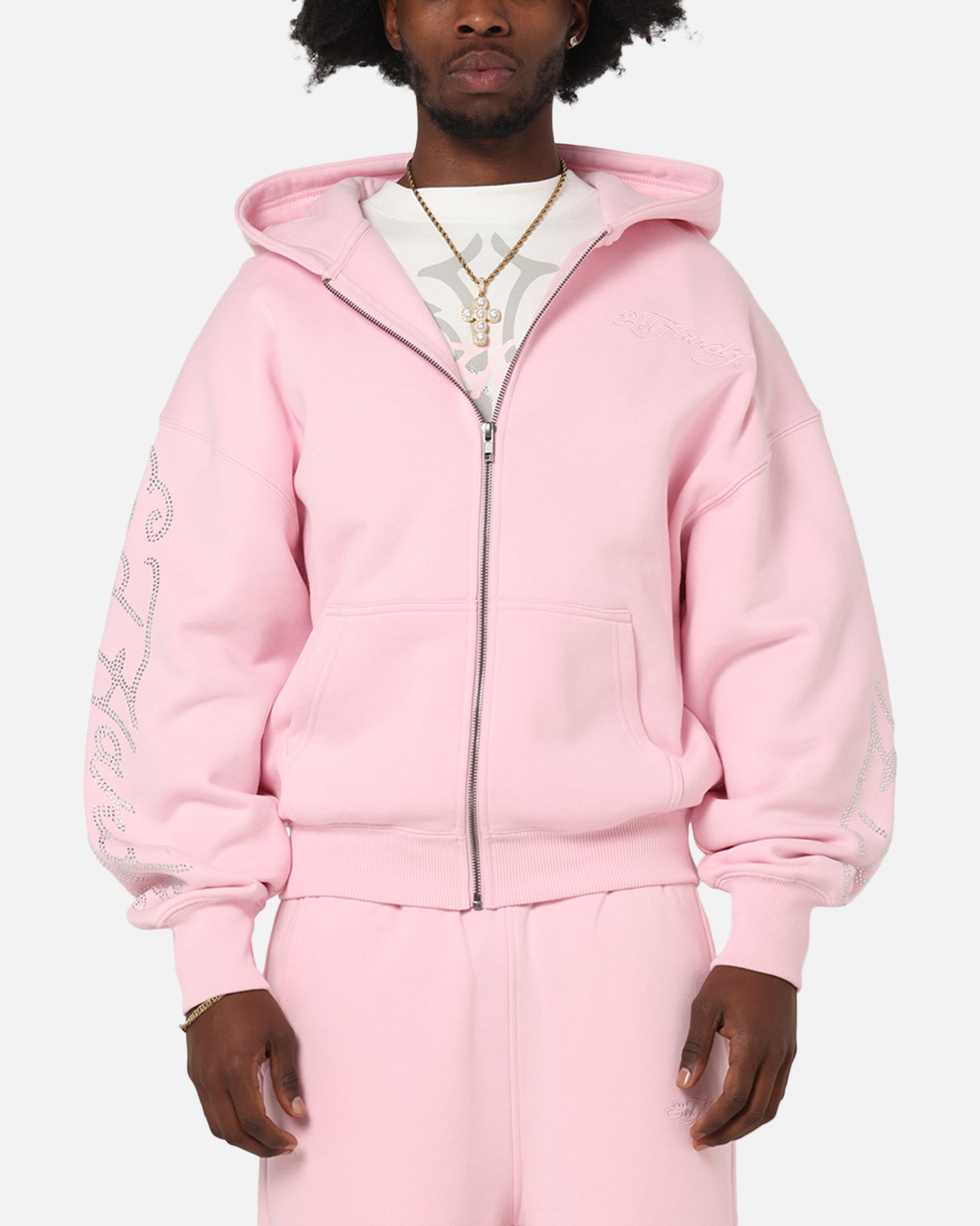 Ed Hardy Trinity Zip Hoodie Pink