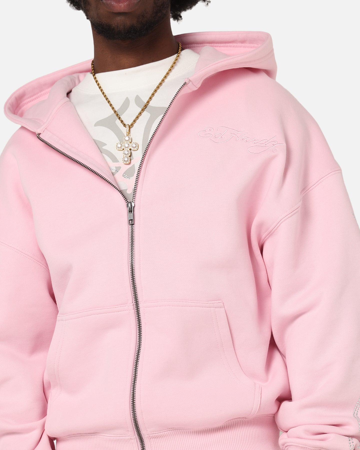 Ed Hardy Trinity Zip Hoodie Pink