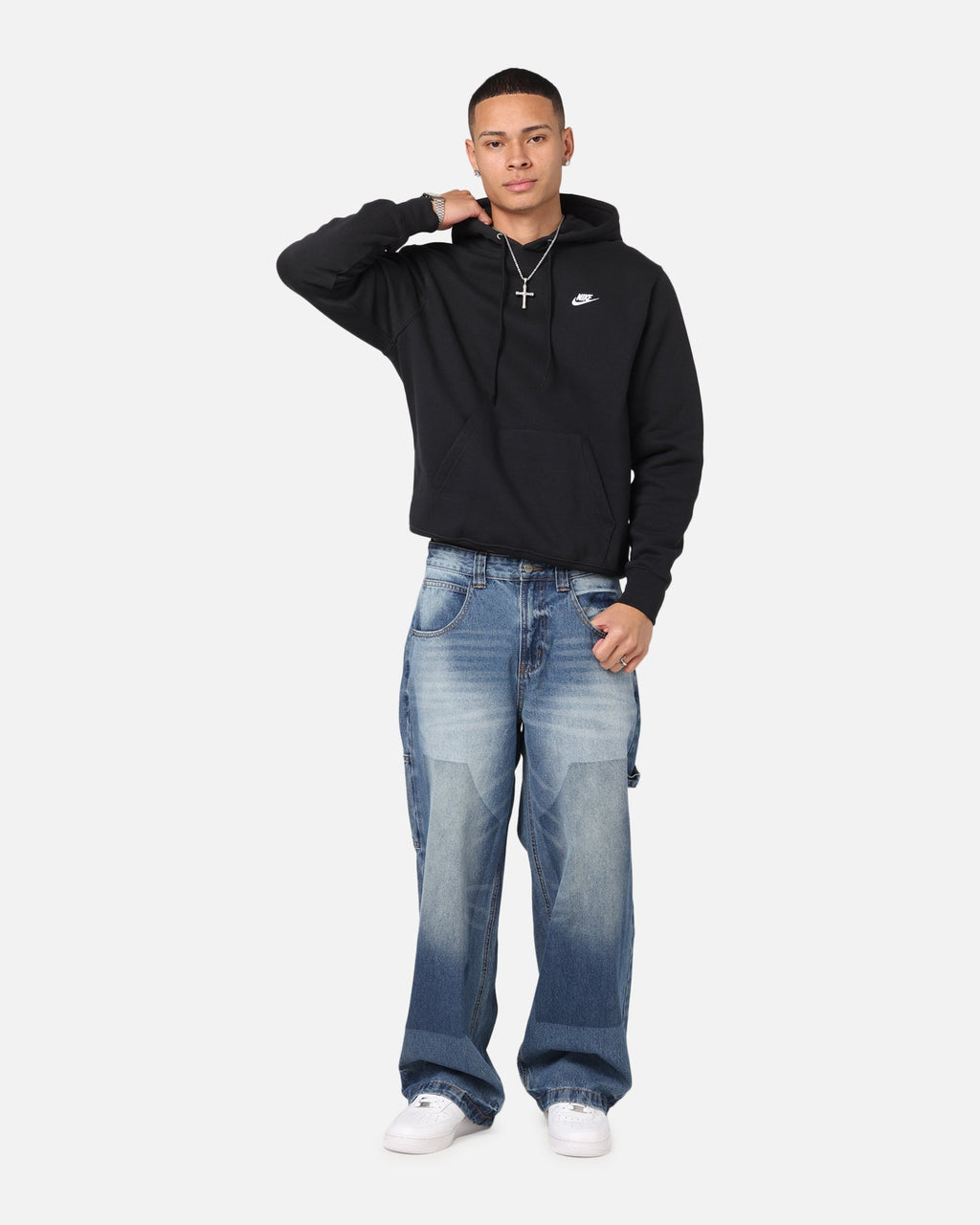 Nike Club Pullover Fleece Hoodie Black/Black/White